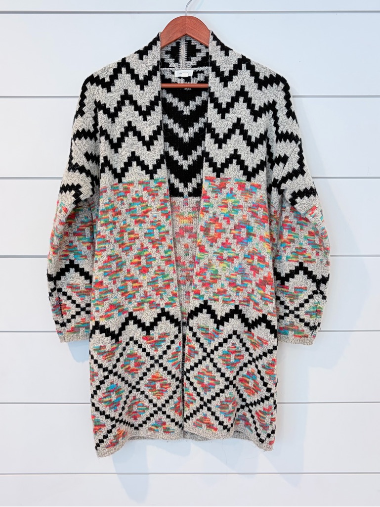 Debut Aztec Cardigan Sweater M Boho Tribal Cozy Festival Southwest Indie Sleeze